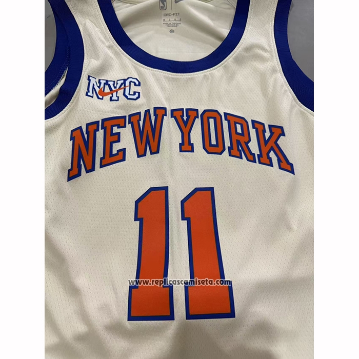 Camiseta New York Knicks Jalen Brunson NO 11 Ciudad 2025-26 Crema